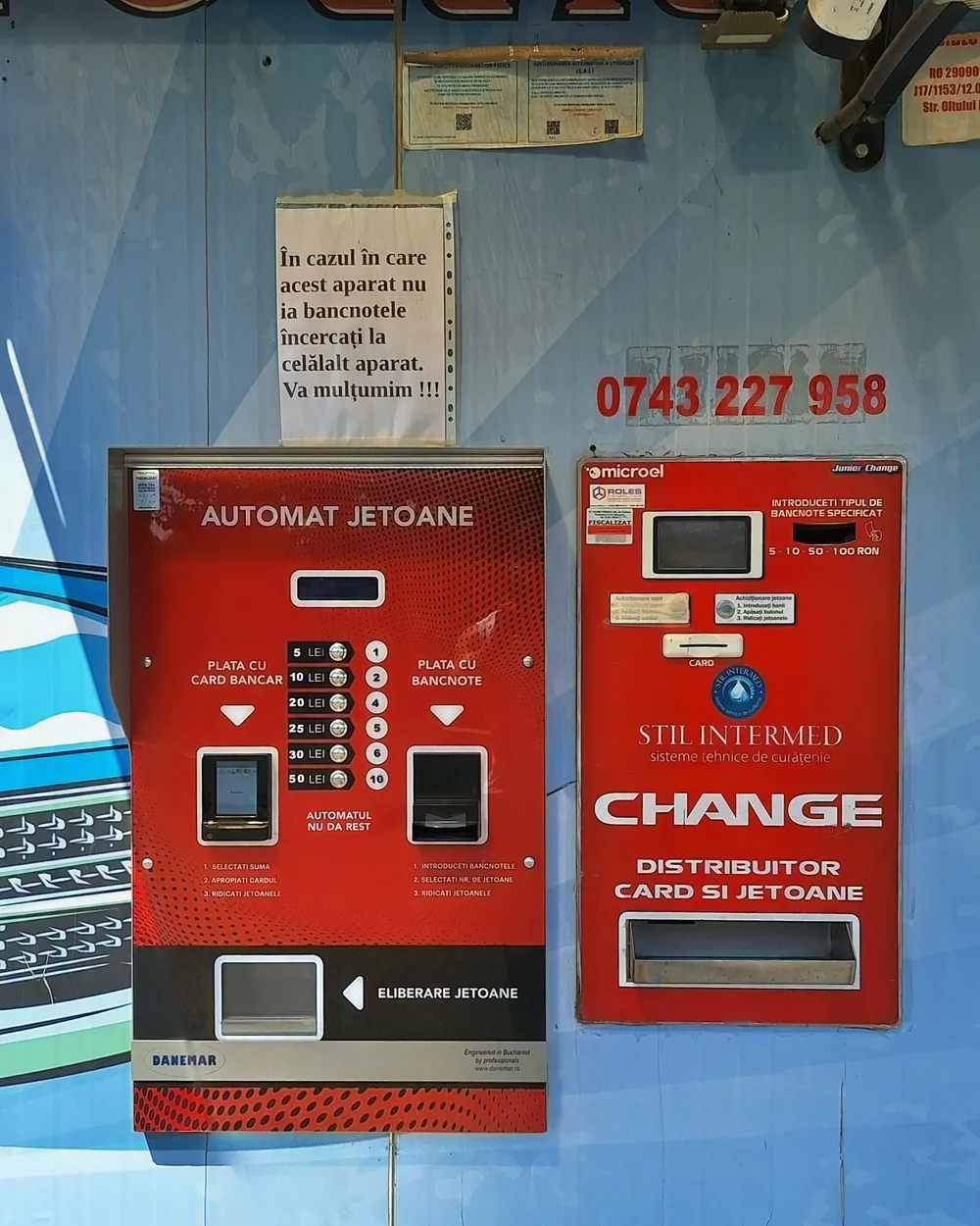 Automat de jetoane cu plată cash sau card la Happy Car Wash Galați